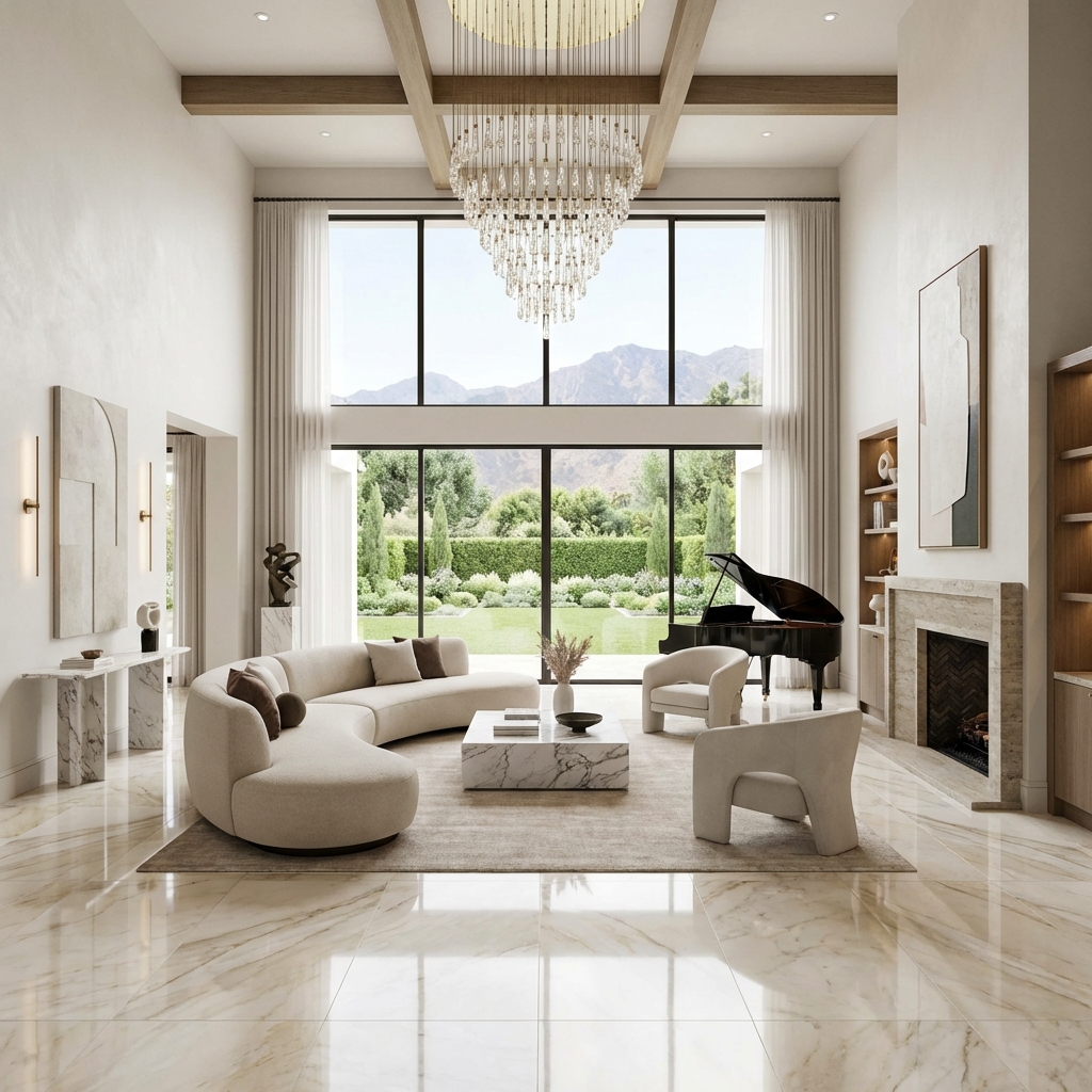 Luxury interior with marble floors